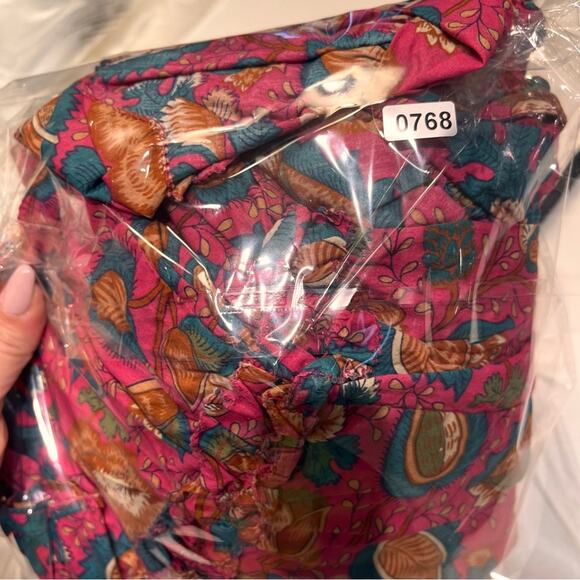 House of Harlow 1960 Wine Floral Ruffled Midi Tiered Dress Small - Picture 11 of 11